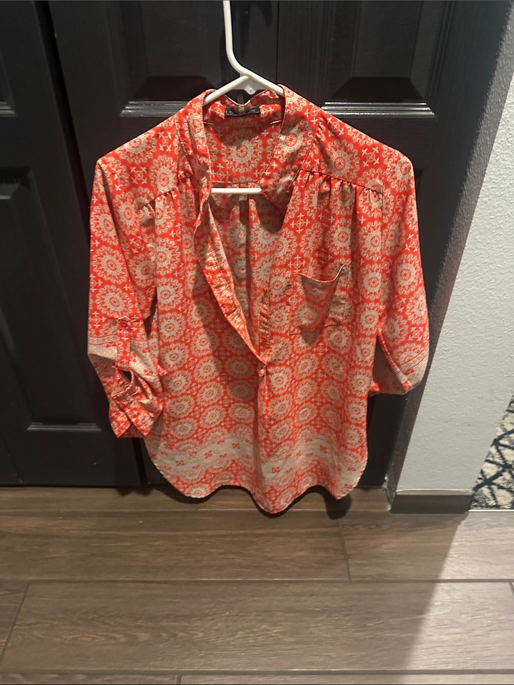 CAL- Women Orange and Beige Printed Blouse size M